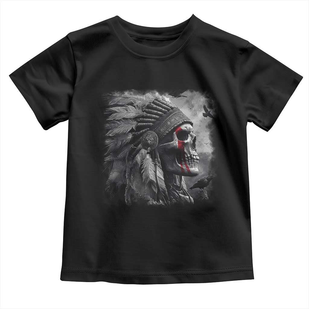 Native American Indian Chief Skull Headdress Crow Toddler T Shirt TS11 Black Print Your Wear
