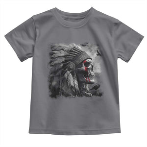 Native American Indian Chief Skull Headdress Crow Toddler T Shirt TS11 Charcoal Print Your Wear