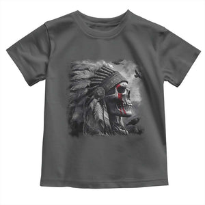 Native American Indian Chief Skull Headdress Crow Toddler T Shirt TS11 Dark Heather Print Your Wear