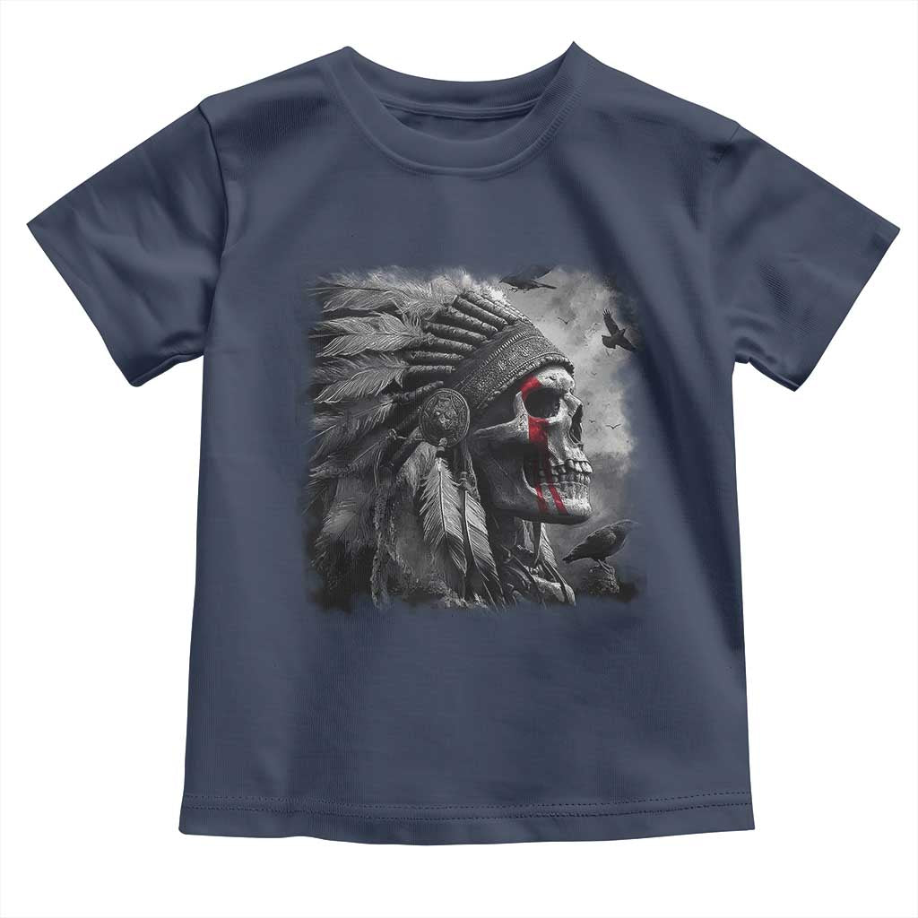 Native American Indian Chief Skull Headdress Crow Toddler T Shirt TS11 Navy Print Your Wear