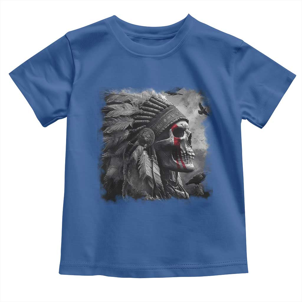 Native American Indian Chief Skull Headdress Crow Toddler T Shirt TS11 Royal Blue Print Your Wear