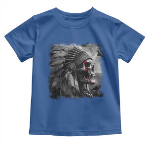Native American Indian Chief Skull Headdress Crow Toddler T Shirt TS11 Royal Blue Print Your Wear
