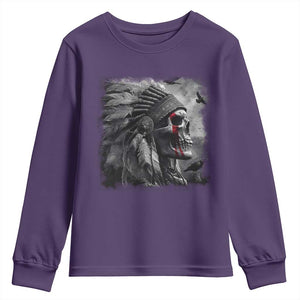 Native American Indian Chief Skull Headdress Crow Youth Sweatshirt TS11 Purple Print Your Wear