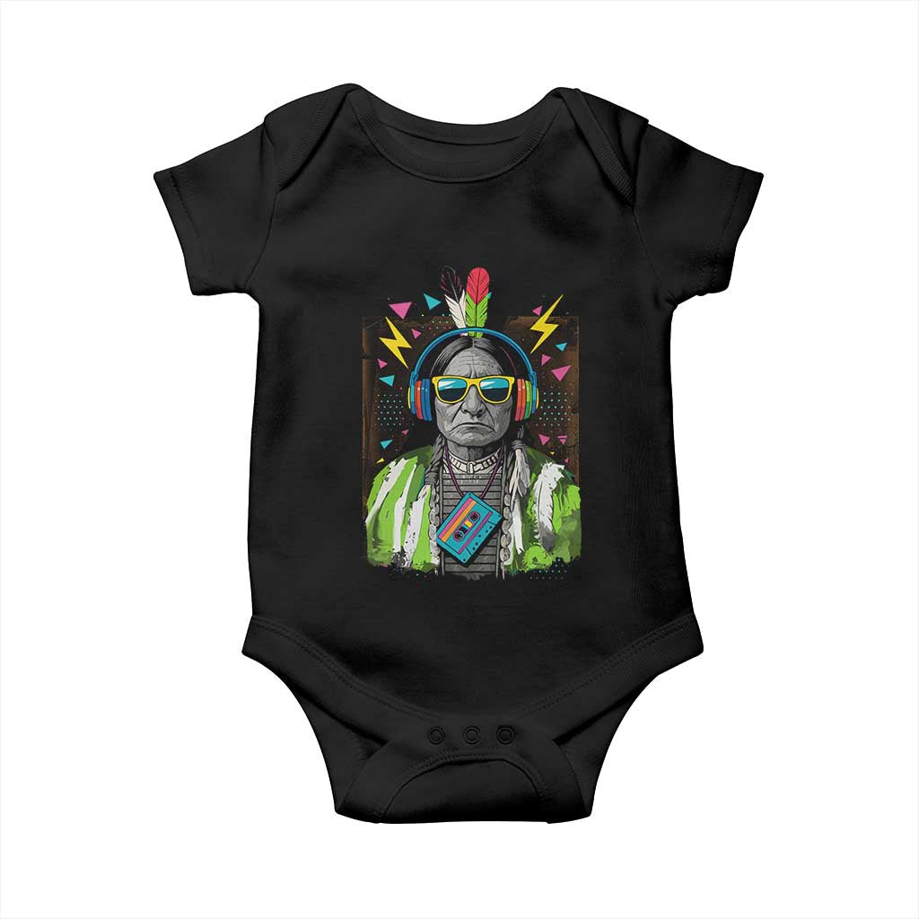 Funny Sitting Bull 90s Nostalgia Pop Art Baby Onesie Retro Native American Chief TS11 Black Print Your Wear