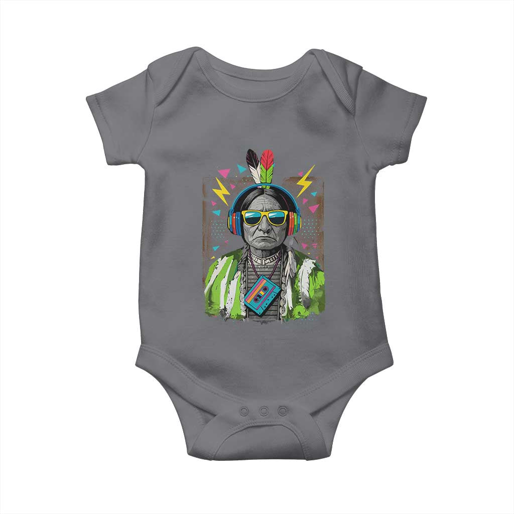 Funny Sitting Bull 90s Nostalgia Pop Art Baby Onesie Retro Native American Chief TS11 Charcoal Print Your Wear