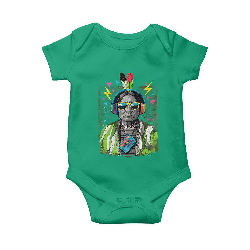 Funny Sitting Bull 90s Nostalgia Pop Art Baby Onesie Retro Native American Chief TS11 Irish Green Print Your Wear