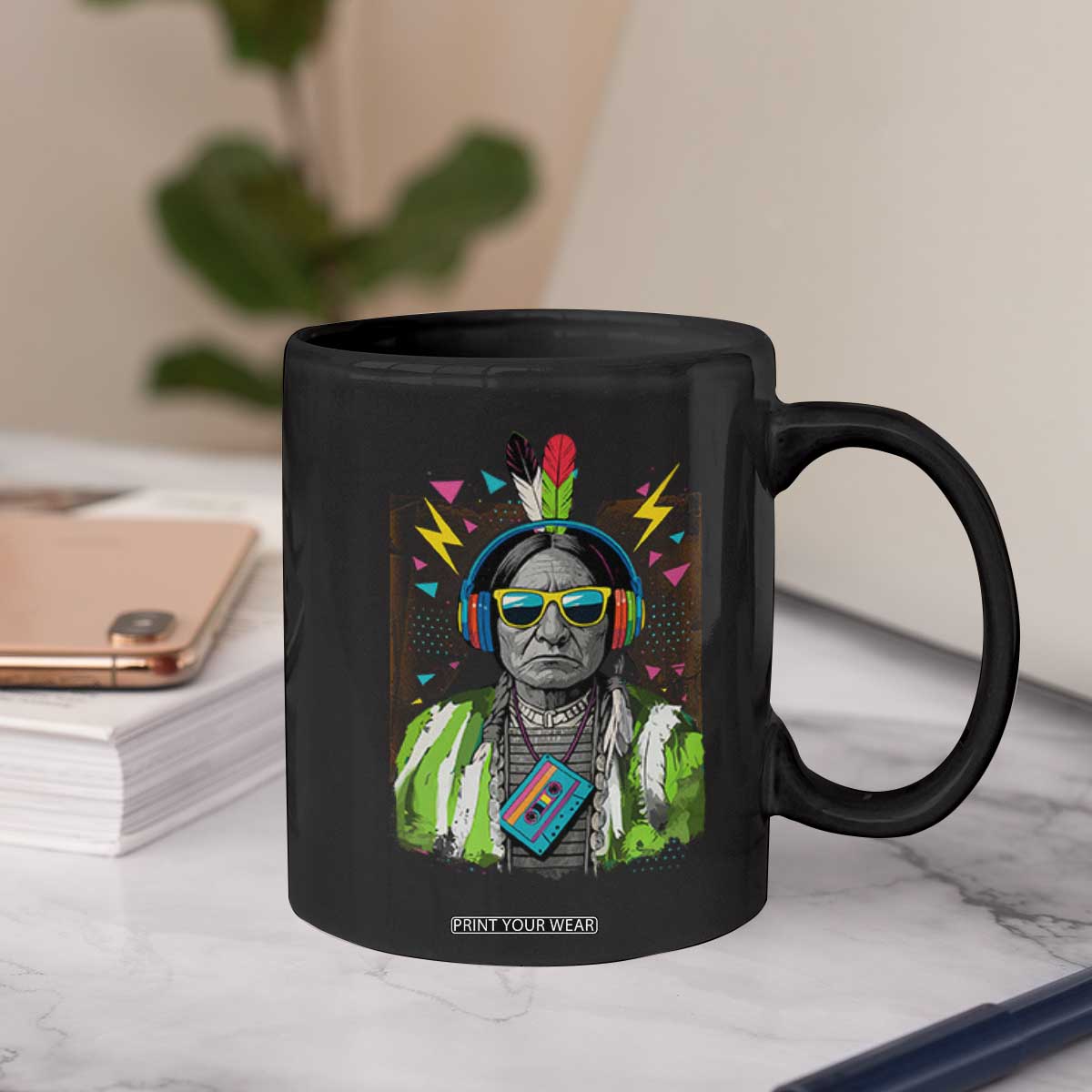 Funny Sitting Bull 90s Nostalgia Pop Art Coffee Mug Retro Native American Chief TS11 Print Your Wear