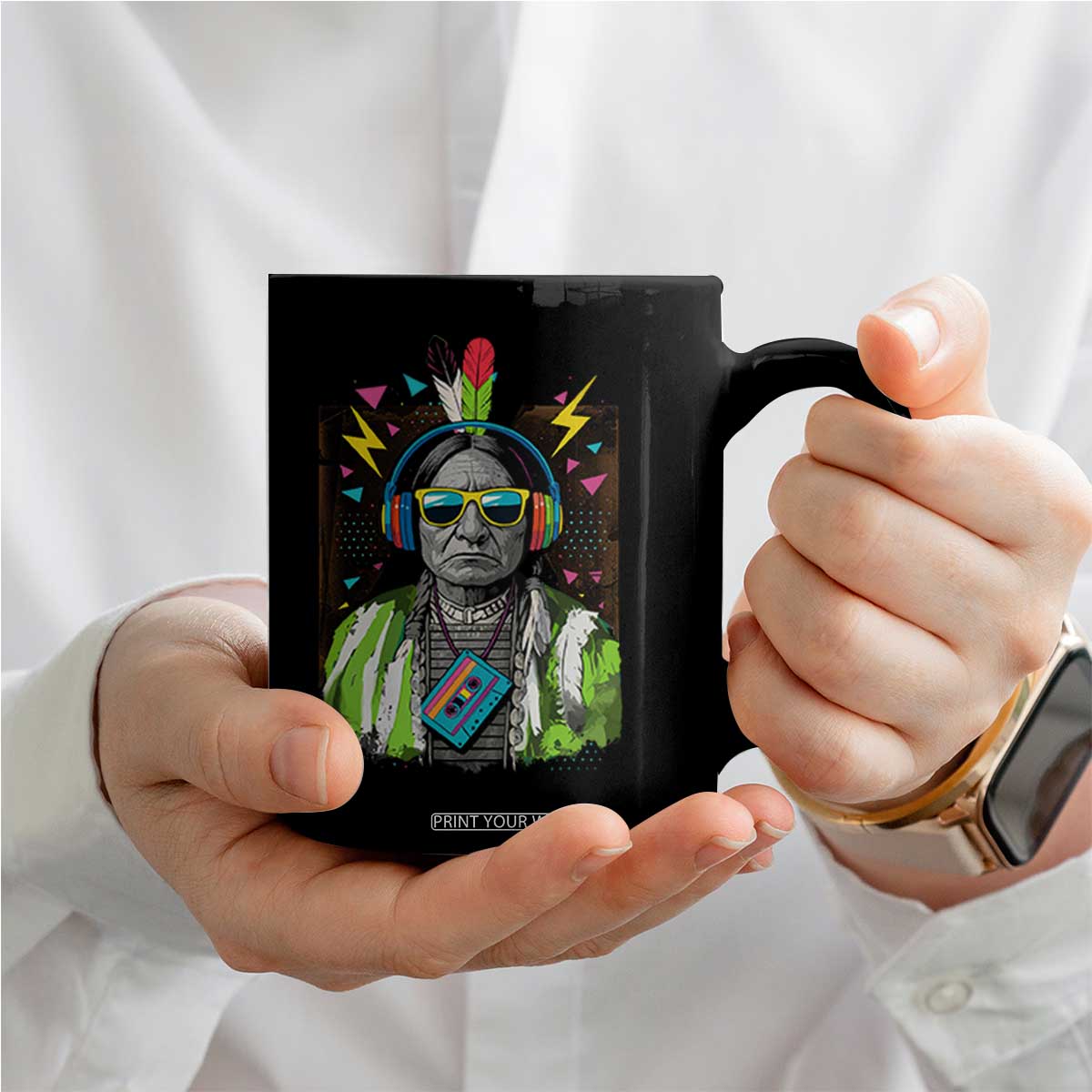 Funny Sitting Bull 90s Nostalgia Pop Art Coffee Mug Retro Native American Chief TS11 Print Your Wear