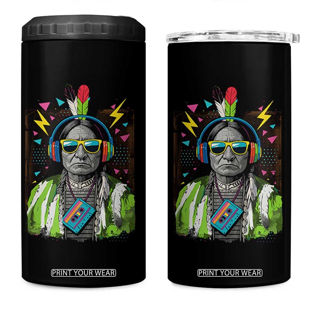 Funny Sitting Bull 90s Nostalgia Pop Art 4 in 1 Can Cooler Tumbler Retro Native American Chief TS11 One Size: 16 oz Black Print Your Wear