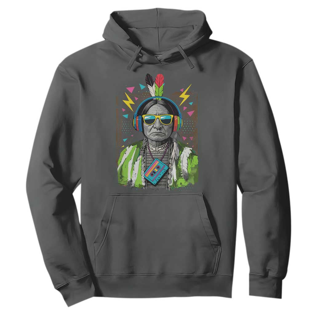 Funny Sitting Bull 90s Nostalgia Pop Art Hoodie Retro Native American Chief TS11 Dark Heather Print Your Wear