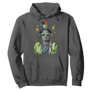 Funny Sitting Bull 90s Nostalgia Pop Art Hoodie Retro Native American Chief TS11 Dark Heather Print Your Wear