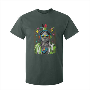 Funny Sitting Bull 90s Nostalgia Pop Art T Shirt For Kid Retro Native American Chief TS11 Dark Forest Green Print Your Wear