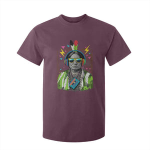 Funny Sitting Bull 90s Nostalgia Pop Art T Shirt For Kid Retro Native American Chief TS11 Maroon Print Your Wear