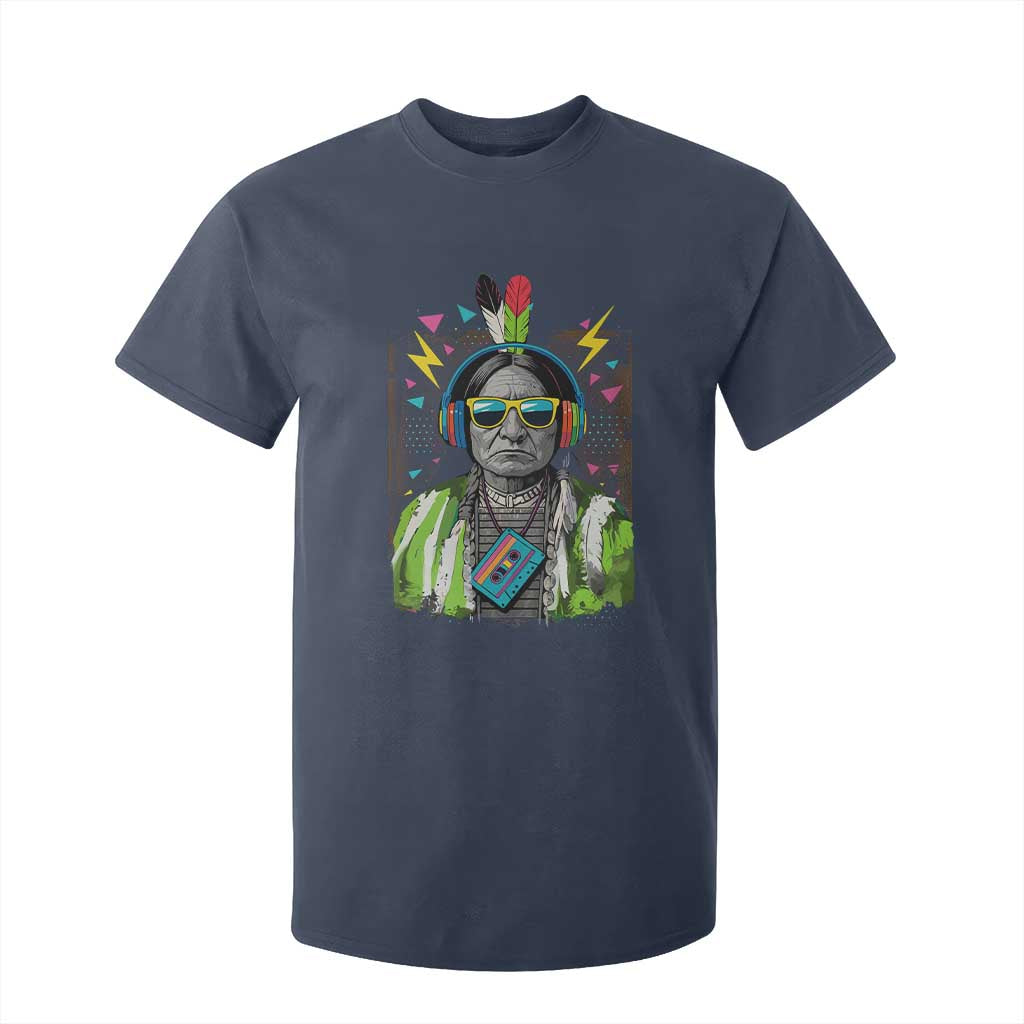 Funny Sitting Bull 90s Nostalgia Pop Art T Shirt For Kid Retro Native American Chief TS11 Navy Print Your Wear