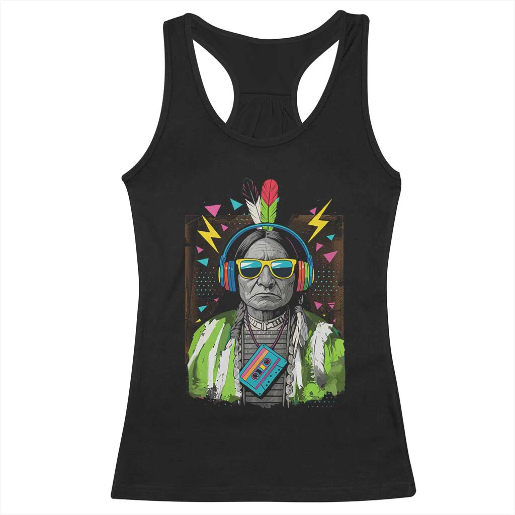 Funny Sitting Bull 90s Nostalgia Pop Art Racerback Tank Top Retro Native American Chief TS11 Black Print Your Wear
