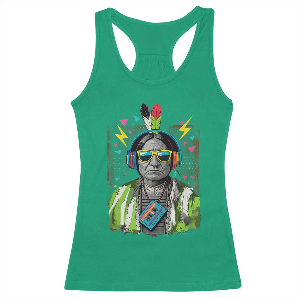 Funny Sitting Bull 90s Nostalgia Pop Art Racerback Tank Top Retro Native American Chief TS11 Irish Green Print Your Wear