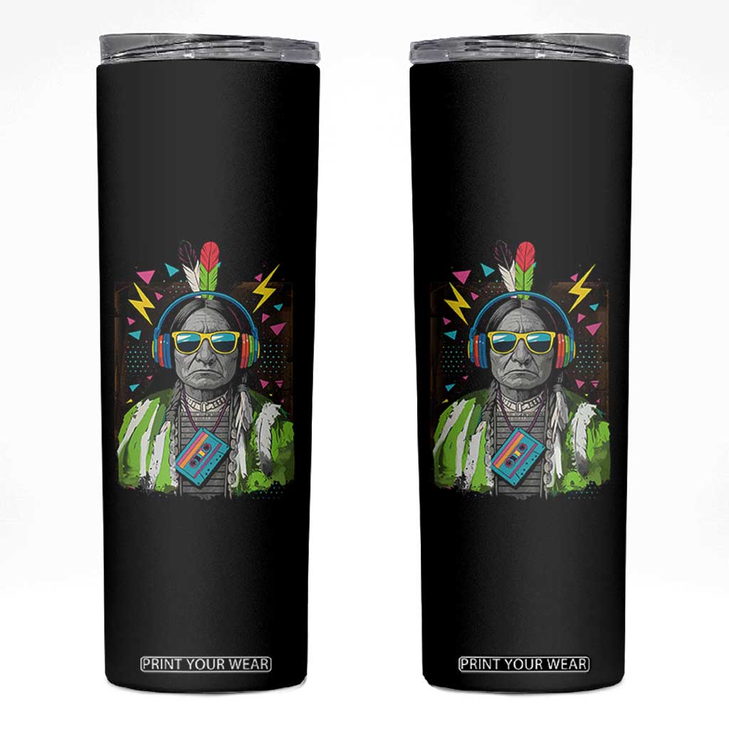 Funny Sitting Bull 90s Nostalgia Pop Art Skinny Tumbler Retro Native American Chief TS11 Black Print Your Wear