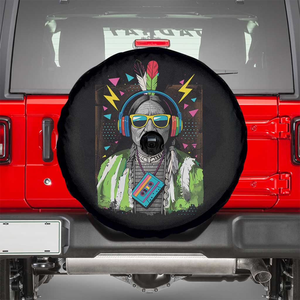 Funny Sitting Bull 90s Nostalgia Pop Art Spare Tire Cover Retro Native American Chief TS11 Black Print Your Wear