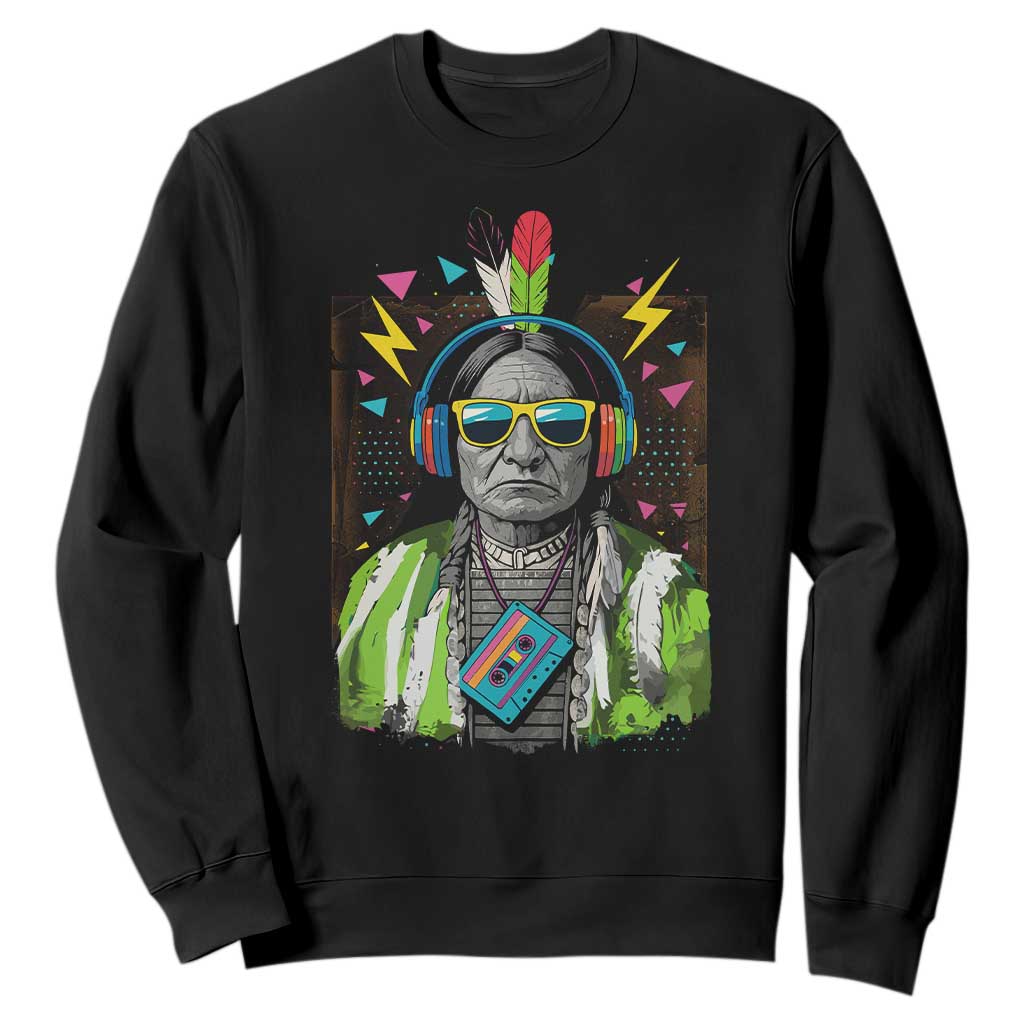 Funny Sitting Bull 90s Nostalgia Pop Art Sweatshirt Retro Native American Chief TS11 Black Print Your Wear