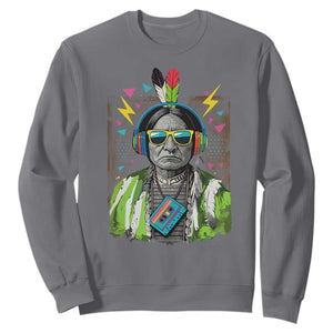 Funny Sitting Bull 90s Nostalgia Pop Art Sweatshirt Retro Native American Chief TS11 Charcoal Print Your Wear