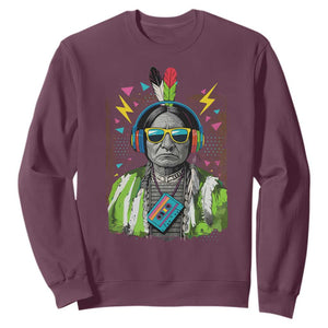 Funny Sitting Bull 90s Nostalgia Pop Art Sweatshirt Retro Native American Chief TS11 Maroon Print Your Wear