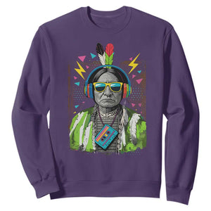Funny Sitting Bull 90s Nostalgia Pop Art Sweatshirt Retro Native American Chief TS11 Purple Print Your Wear