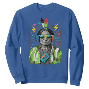 Funny Sitting Bull 90s Nostalgia Pop Art Sweatshirt Retro Native American Chief TS11 Royal Blue Print Your Wear