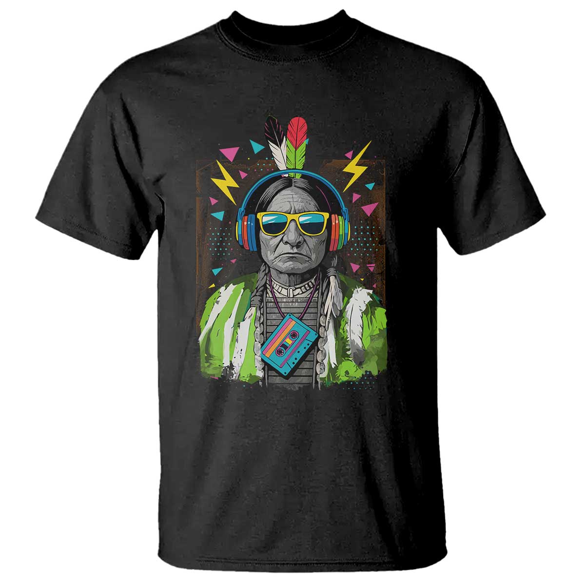 Funny Sitting Bull 90s Nostalgia Pop Art T Shirt Retro Native American Chief TS11 Black Print Your Wear