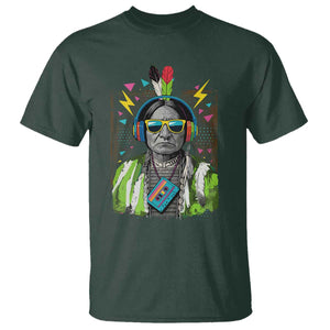 Funny Sitting Bull 90s Nostalgia Pop Art T Shirt Retro Native American Chief TS11 Dark Forest Green Print Your Wear