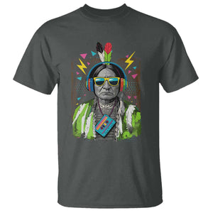 Funny Sitting Bull 90s Nostalgia Pop Art T Shirt Retro Native American Chief TS11 Dark Heather Print Your Wear