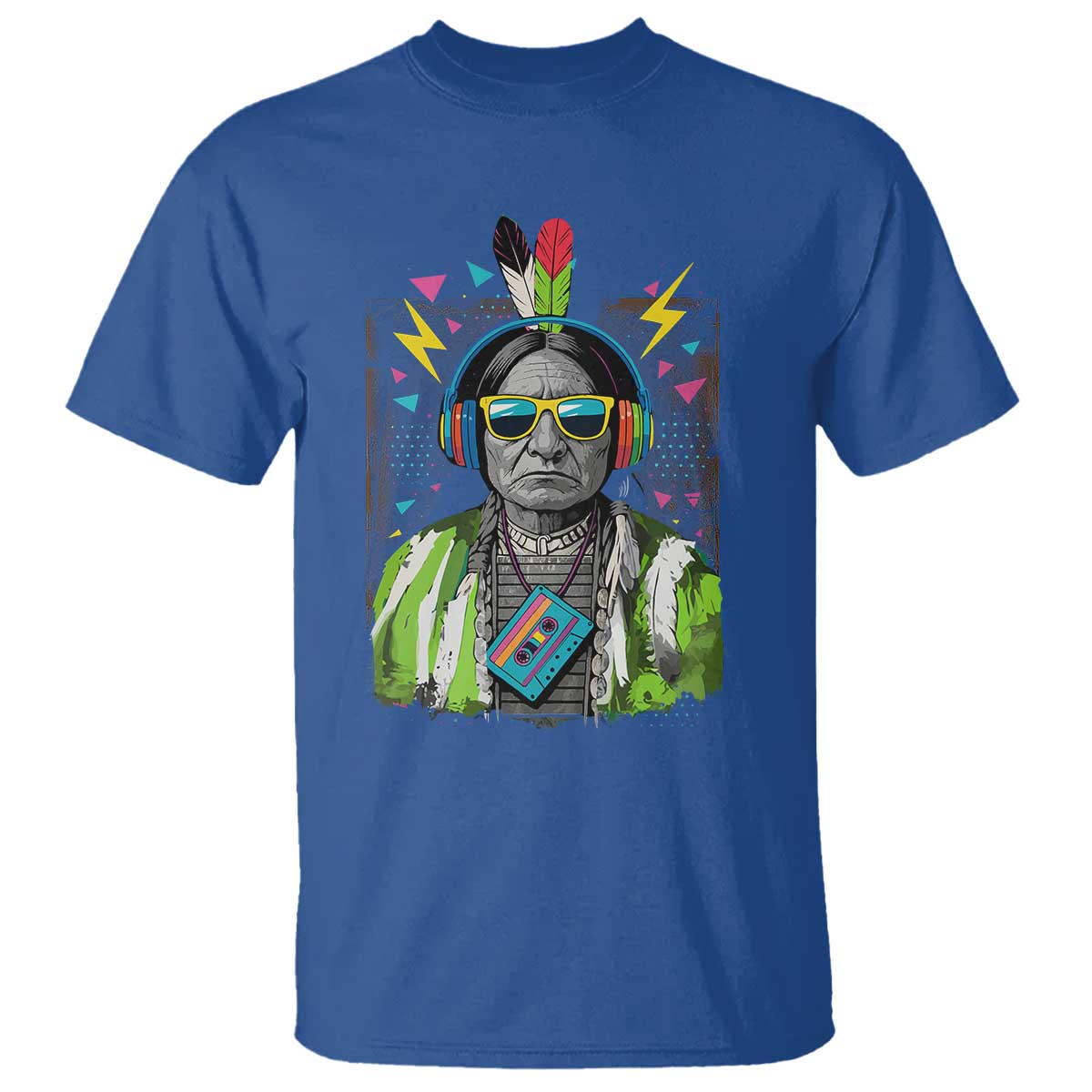 Funny Sitting Bull 90s Nostalgia Pop Art T Shirt Retro Native American Chief TS11 Royal Blue Print Your Wear