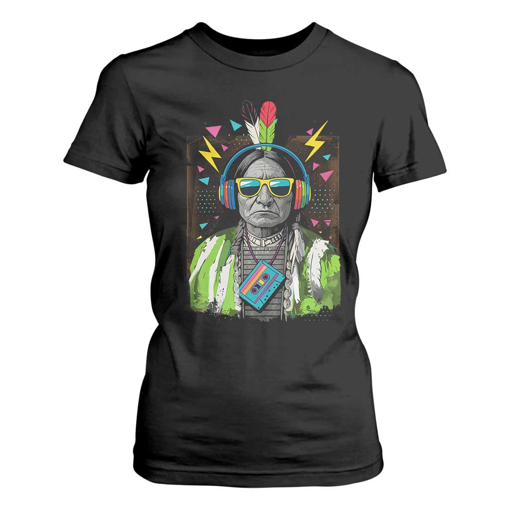 Funny Sitting Bull 90s Nostalgia Pop Art T Shirt For Women Retro Native American Chief TS11 Black Print Your Wear