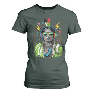 Funny Sitting Bull 90s Nostalgia Pop Art T Shirt For Women Retro Native American Chief TS11 Dark Forest Green Print Your Wear