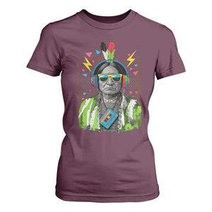 Funny Sitting Bull 90s Nostalgia Pop Art T Shirt For Women Retro Native American Chief TS11 Maroon Print Your Wear