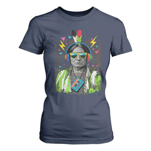 Funny Sitting Bull 90s Nostalgia Pop Art T Shirt For Women Retro Native American Chief TS11 Navy Print Your Wear