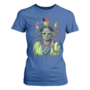 Funny Sitting Bull 90s Nostalgia Pop Art T Shirt For Women Retro Native American Chief TS11 Royal Blue Print Your Wear
