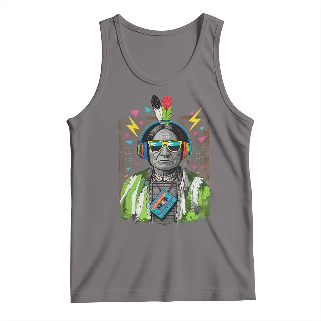 Funny Sitting Bull 90s Nostalgia Pop Art Tank Top Retro Native American Chief TS11 Deep Heather Print Your Wear