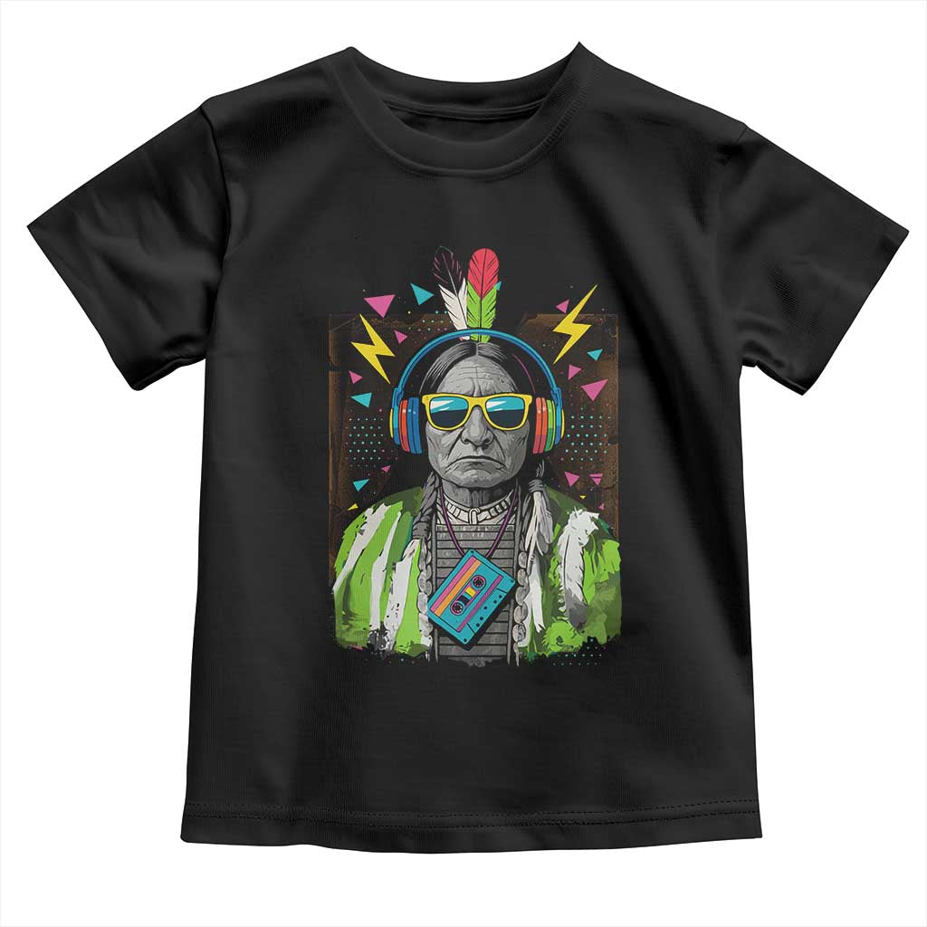 Funny Sitting Bull 90s Nostalgia Pop Art Toddler T Shirt Retro Native American Chief TS11 Black Print Your Wear