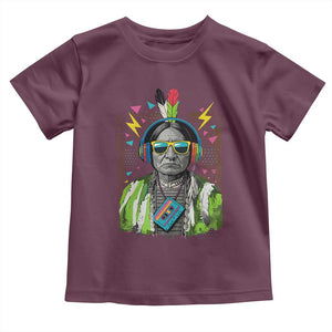 Funny Sitting Bull 90s Nostalgia Pop Art Toddler T Shirt Retro Native American Chief TS11 Maroon Print Your Wear