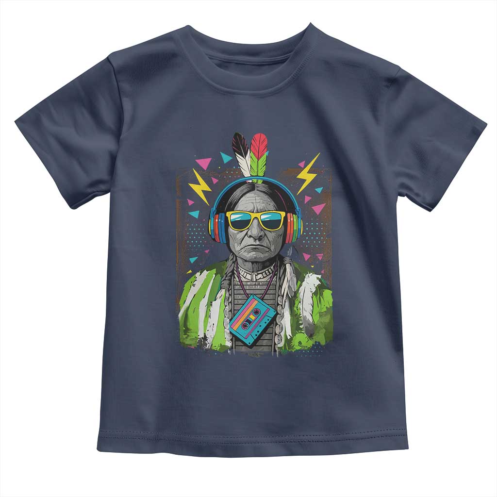 Funny Sitting Bull 90s Nostalgia Pop Art Toddler T Shirt Retro Native American Chief TS11 Navy Print Your Wear