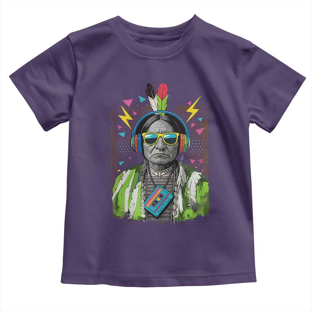 Funny Sitting Bull 90s Nostalgia Pop Art Toddler T Shirt Retro Native American Chief TS11 Purple Print Your Wear