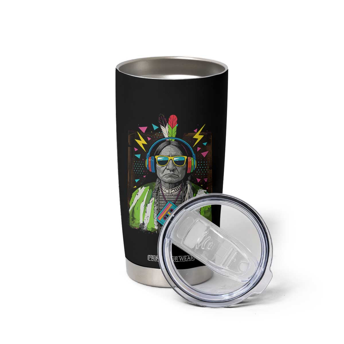 Funny Sitting Bull 90s Nostalgia Pop Art Tumbler Cup Retro Native American Chief TS11 Print Your Wear