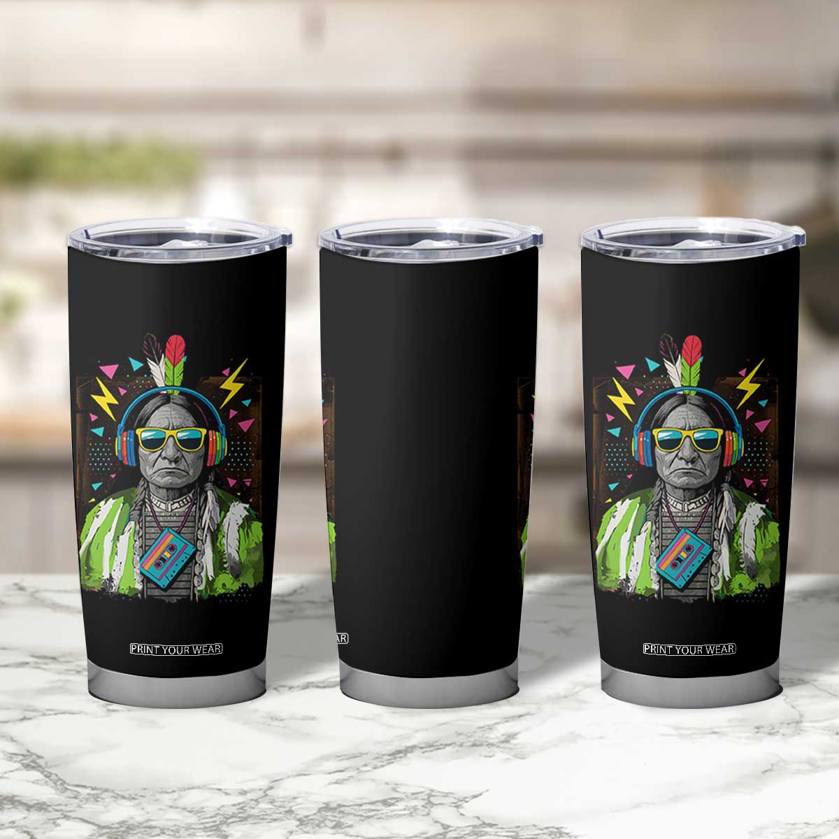 Funny Sitting Bull 90s Nostalgia Pop Art Tumbler Cup Retro Native American Chief TS11 Print Your Wear