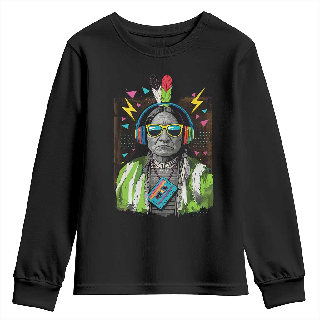 Funny Sitting Bull 90s Nostalgia Pop Art Youth Sweatshirt Retro Native American Chief TS11 Black Print Your Wear