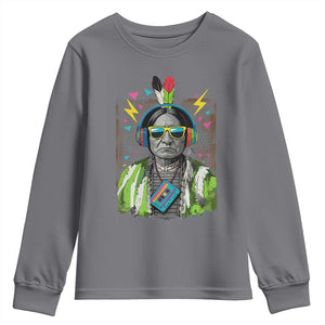 Funny Sitting Bull 90s Nostalgia Pop Art Youth Sweatshirt Retro Native American Chief TS11 Charcoal Print Your Wear