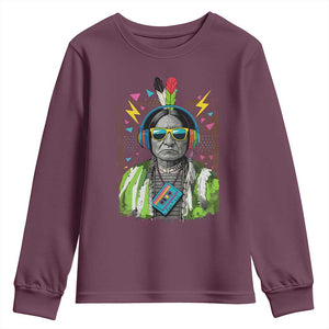 Funny Sitting Bull 90s Nostalgia Pop Art Youth Sweatshirt Retro Native American Chief TS11 Maroon Print Your Wear
