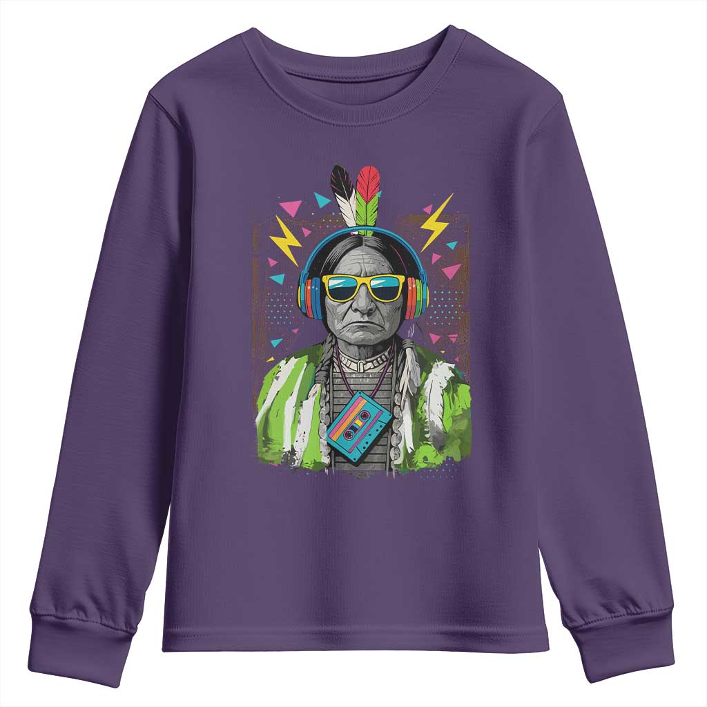 Funny Sitting Bull 90s Nostalgia Pop Art Youth Sweatshirt Retro Native American Chief TS11 Purple Print Your Wear