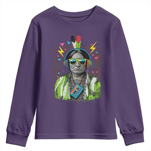 Funny Sitting Bull 90s Nostalgia Pop Art Youth Sweatshirt Retro Native American Chief TS11 Purple Print Your Wear