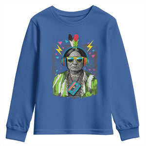 Funny Sitting Bull 90s Nostalgia Pop Art Youth Sweatshirt Retro Native American Chief TS11 Royal Blue Print Your Wear