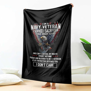 I Am Navy Veteran Throw Blanket I Served I Sacrificed I have Anger Issues Bald Eagle USA Flag TS11 Print Your Wear